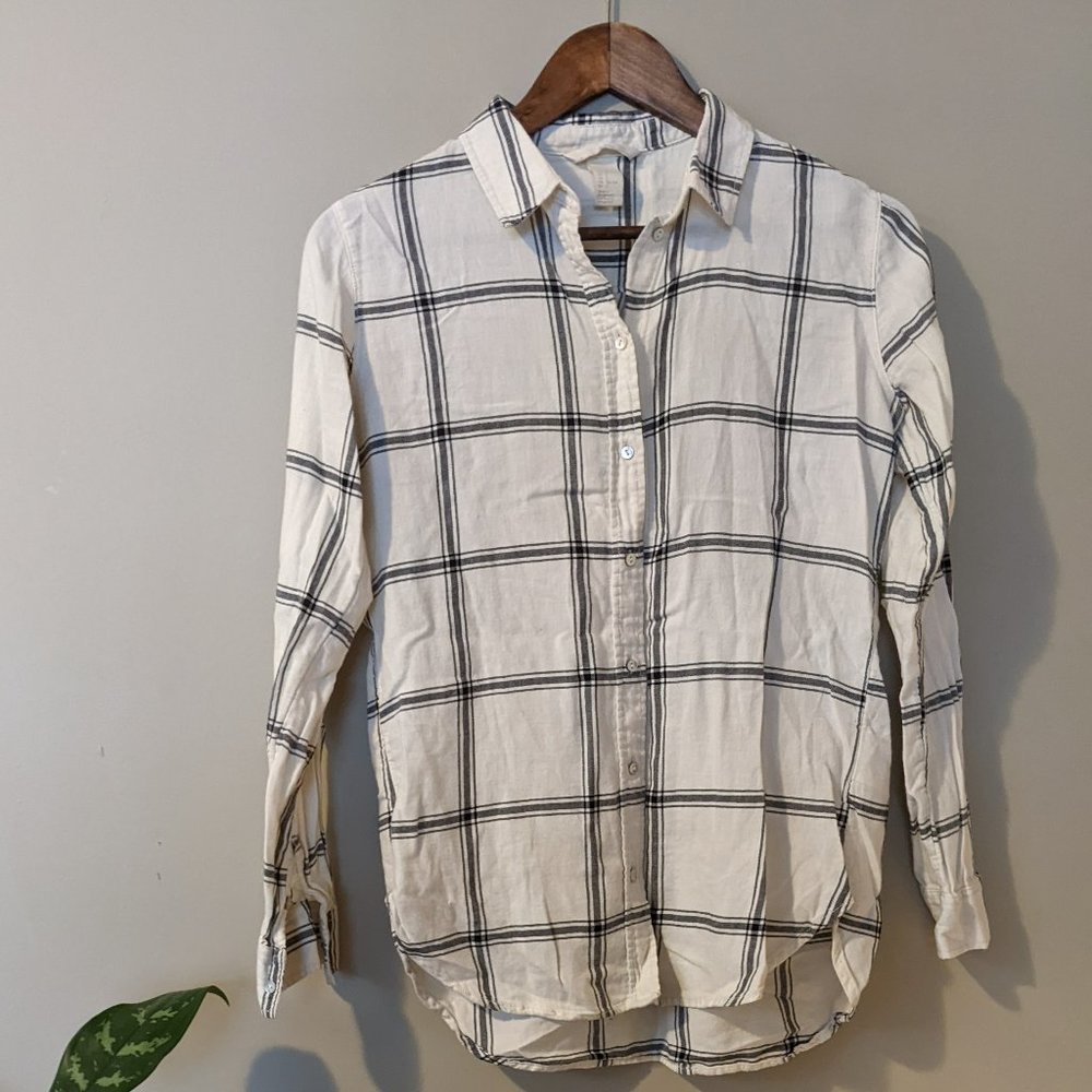 H&M white plaid flannel shirt